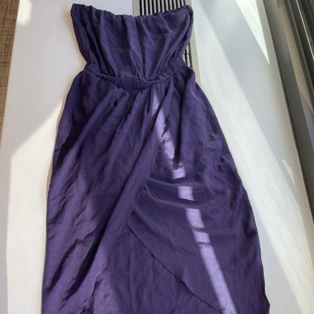 Purple Strapless Midi-dress